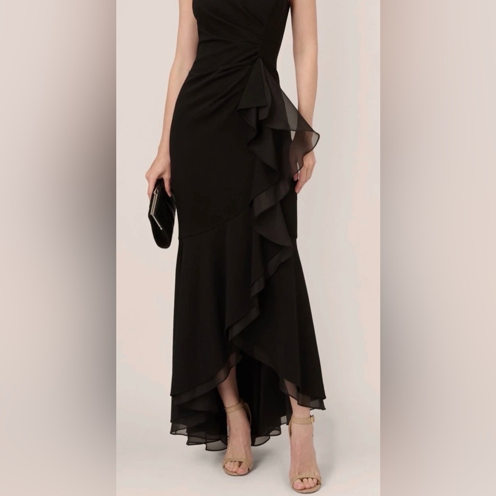 Adrianna Papell Black Asymmetrical Dress - Picture 3 of 9